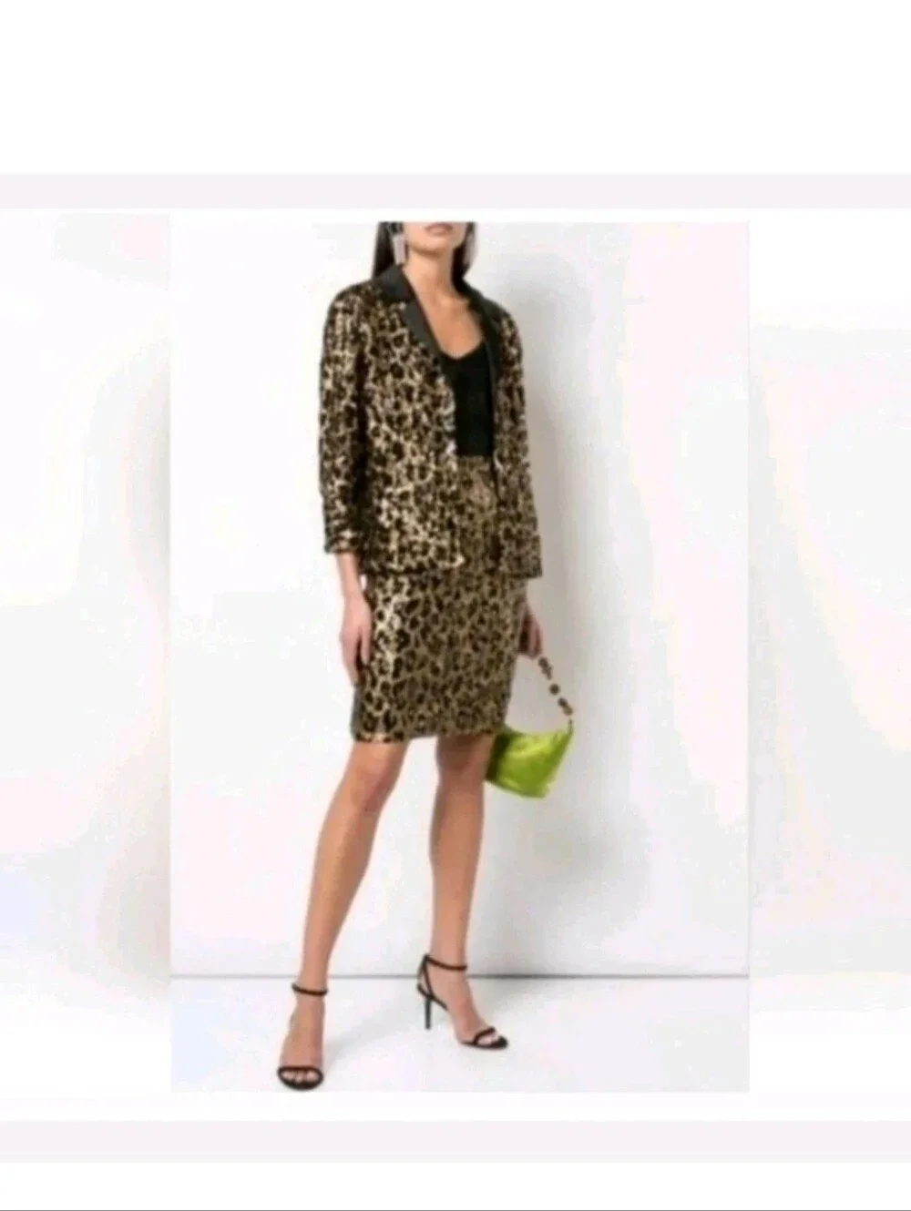 Alice + Olivia Ramos Leopard Print Sequin Pencil Skirt Size 0